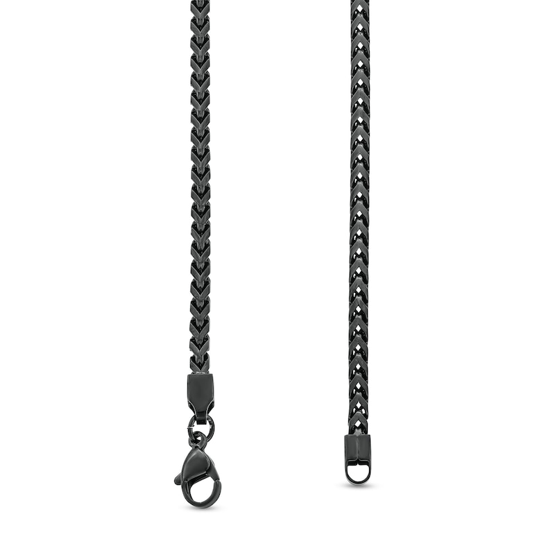 Main Image 3 of 3.0mm Franco Snake Chain Necklace in Solid Stainless Steel with Black Ion Plate - 24"