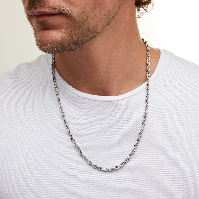 Main Image 2 of 5.0mm Rope Chain Necklace in Solid Stainless Steel - 24"