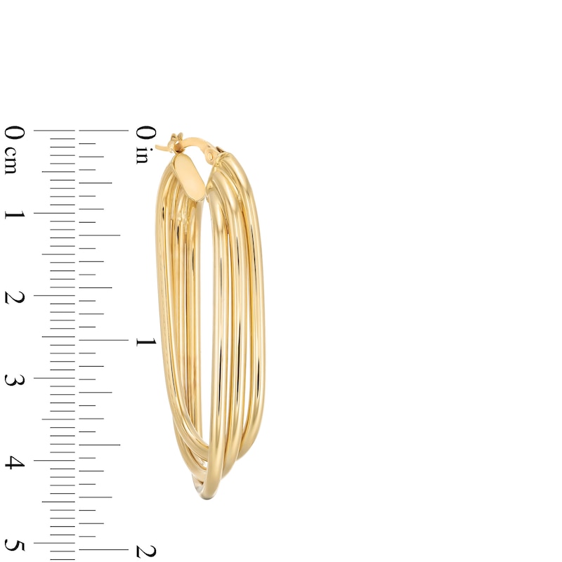 Main Image 3 of 35.0mm Triple Layered Oval Hoop Earrings in Hollow 10K Gold
