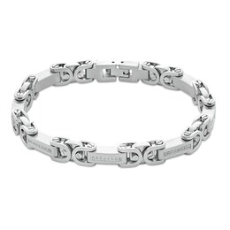 1/4 CT. T.W. Diamond Byzantine Link Bracelet in Stainless Steel - 8.5&quot;