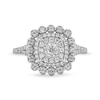 Thumbnail Image 4 of 1/2 CT. T.W. Cushion-Shaped Multi-Diamond Double Flower Frame Split Shank Engagement Ring in 10K White Gold