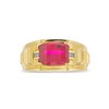 Thumbnail Image 3 of Sideways Barrel-Cut Lab-Created Ruby and Diamond Accent Bar Shank Ring in 10K Gold