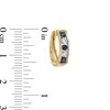 Thumbnail Image 3 of Blue Sapphire and 1/5 CT. T.W. Diamond Five Stone Collar Hoop Earrings in 10K Gold