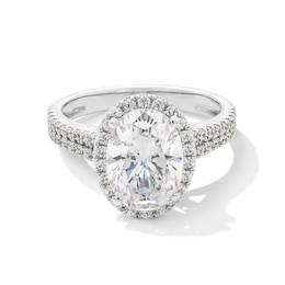 3-1/2 CT. T.W. Oval Certified Lab-Grown Diamond Frame Double Row Engagement Ring in 14K White Gold (F/SI2)