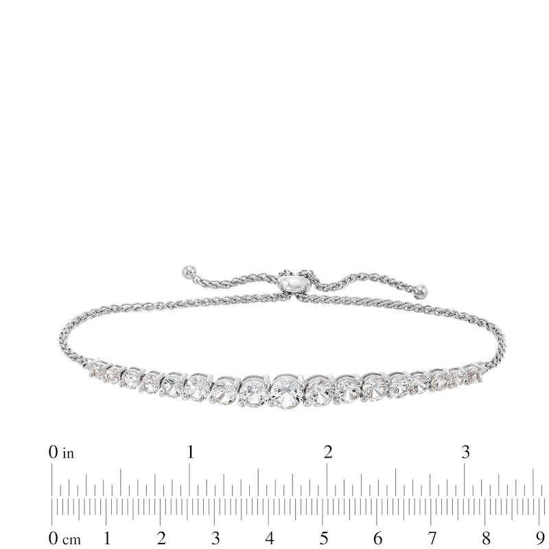 Main Image 3 of White Lab-Created Sapphire Graduated Bolo Bracelet in Sterling Silver - 9.5"