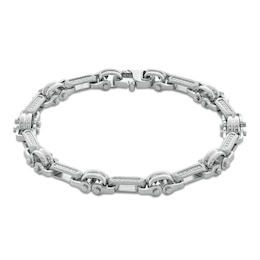 1/4 CT. T.W. Diamond Industrial Link Bracelet in Stainless Steel - 8.75"