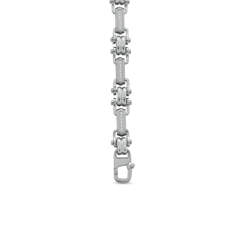 Main Image 3 of 1/4 CT. T.W. Diamond Industrial Link Bracelet in Stainless Steel - 8.75"