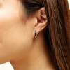 Thumbnail Image 2 of 1/2 CT. T.W. Black and White Diamond Graduated Double Row Hoop Earrings in Sterling Silver with 10K Gold Plate