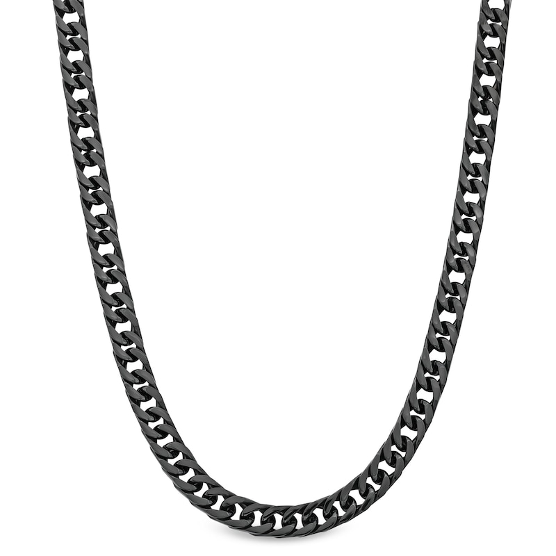 Main Image 1 of 9.5mm Curb Chain Necklace in Solid Stainless Steel with Black Ion Plate - 24"