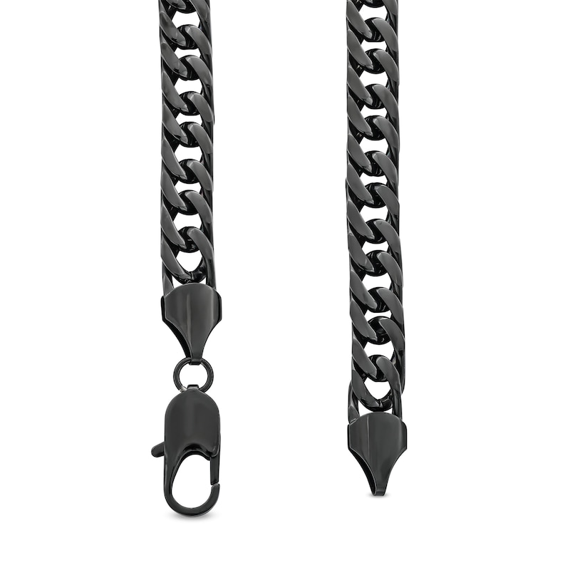 Main Image 3 of 9.5mm Curb Chain Necklace in Solid Stainless Steel with Black Ion Plate - 24"