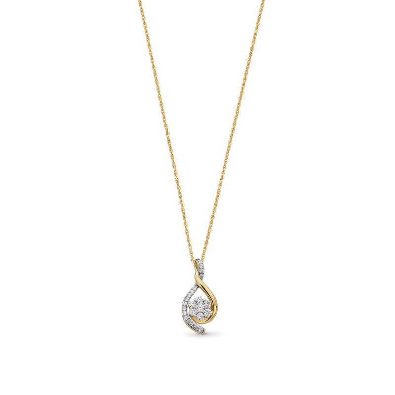 Main Image 1 of 1/3 CT. T.W. Multi-Diamond Flower Twist Teardrop Pendant in 10K Gold