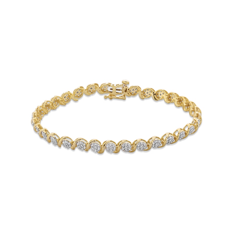 Main Image 1 of 1-1/2 CT. T.W. Multi-Diamond "S" Link Tennis Bracelet in 10K Gold