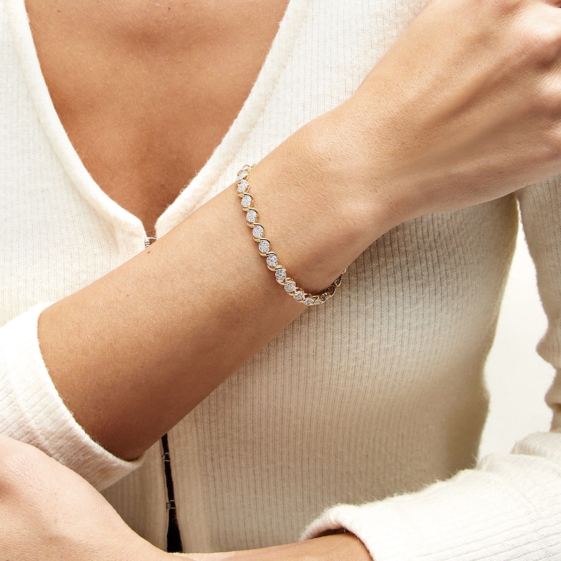 Main Image 2 of 1-1/2 CT. T.W. Multi-Diamond "S" Link Tennis Bracelet in 10K Gold
