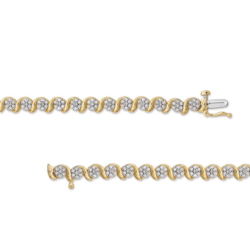 Main Image 3 of 1-1/2 CT. T.W. Multi-Diamond "S" Link Tennis Bracelet in 10K Gold