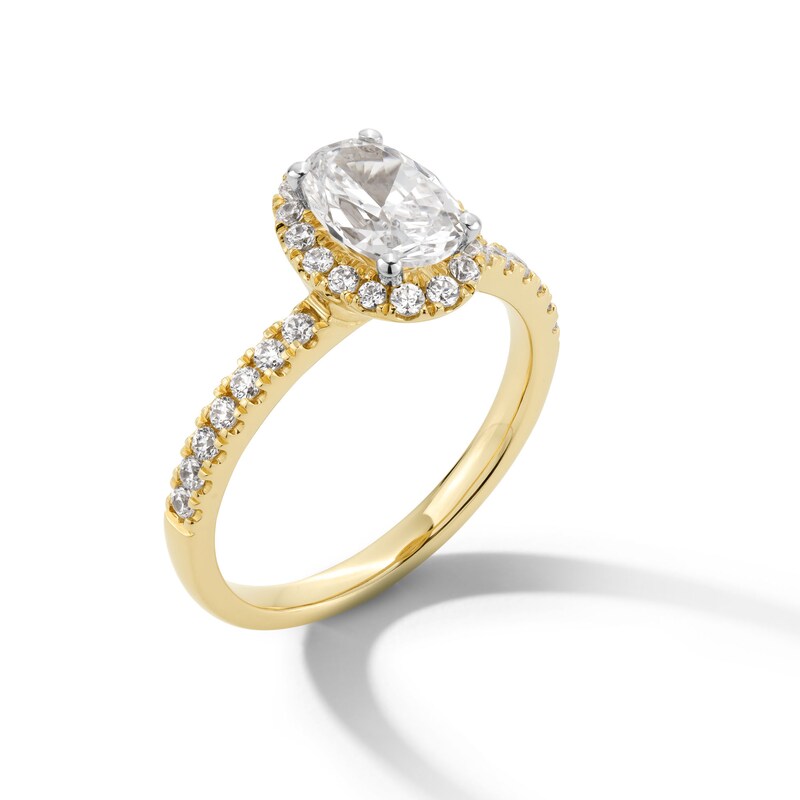 Main Image 3 of 1-1/3 CT. T.W. Oval Certified Lab-Grown Diamond Frame Engagement Ring in 10K Gold (F/SI2)