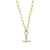 Thumbnail Image 1 of 1/6 CT. T.W. Diamond Link and Toggle Bar Drop Necklace in Sterling Silver with 10K Gold Plate