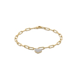 1/5 CT. T.W. Multi-Diamond Heart Charm Bracelet in Sterling Silver with 10K Gold Plate - 7.5"