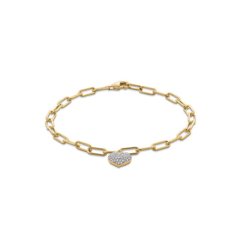 Main Image 1 of 1/5 CT. T.W. Multi-Diamond Heart Charm Bracelet in Sterling Silver with 10K Gold Plate - 7.5"