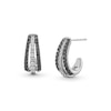 Thumbnail Image 1 of 1/2 CT. T.W. Black and White Diamond Triple Row Open Hoop Earrings in Sterling Silver