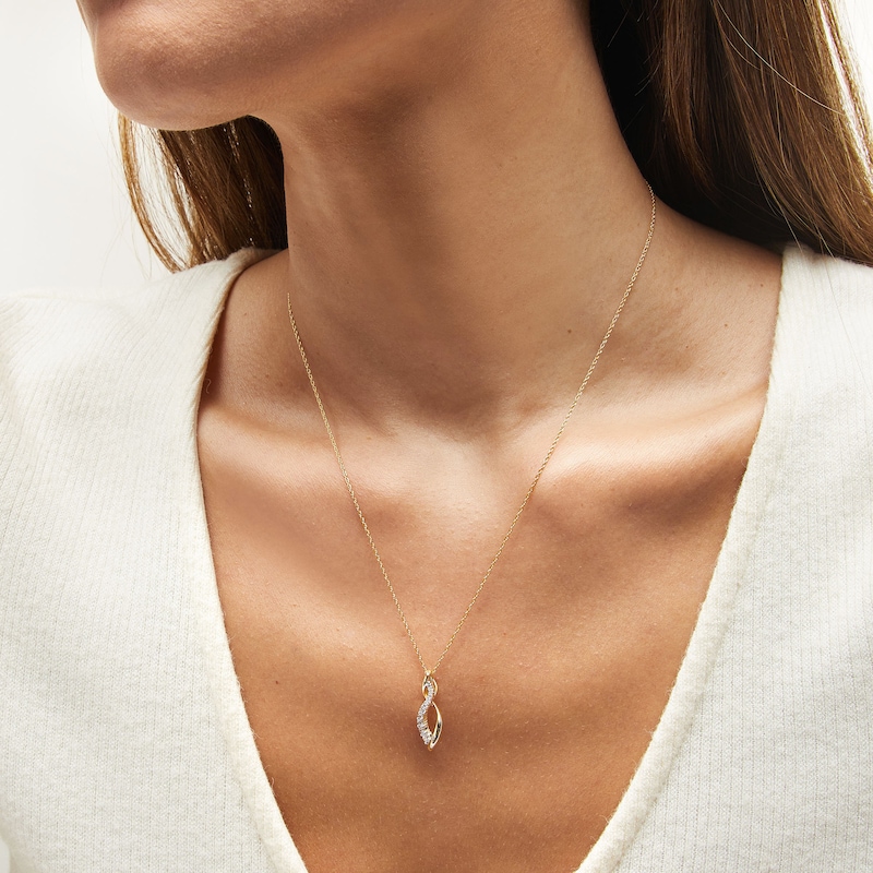 Main Image 2 of 1/4 CT. T.W. Journey Diamond Infinity Twist Pendant in 10K Gold
