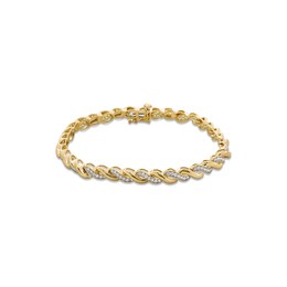 1 CT. T.W. Diamond and Polished Twist Link Bracelet in 10K Gold - 7.25&quot;