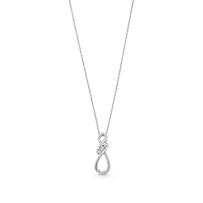 Main Image 1 of Diamond Accent Three Stone Infinity Twist Pendant in Sterling Silver