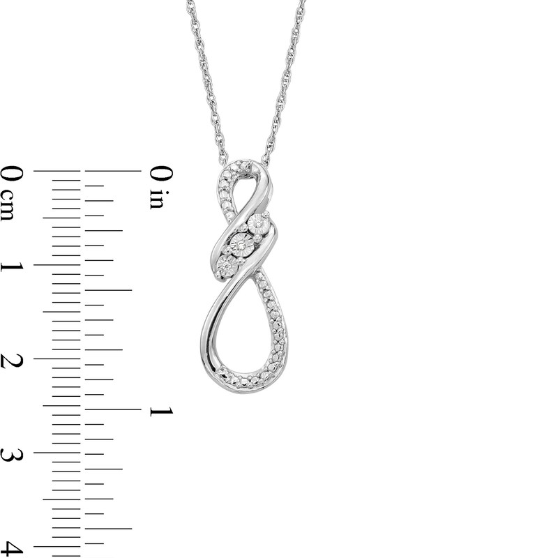 Main Image 3 of Diamond Accent Three Stone Infinity Twist Pendant in Sterling Silver