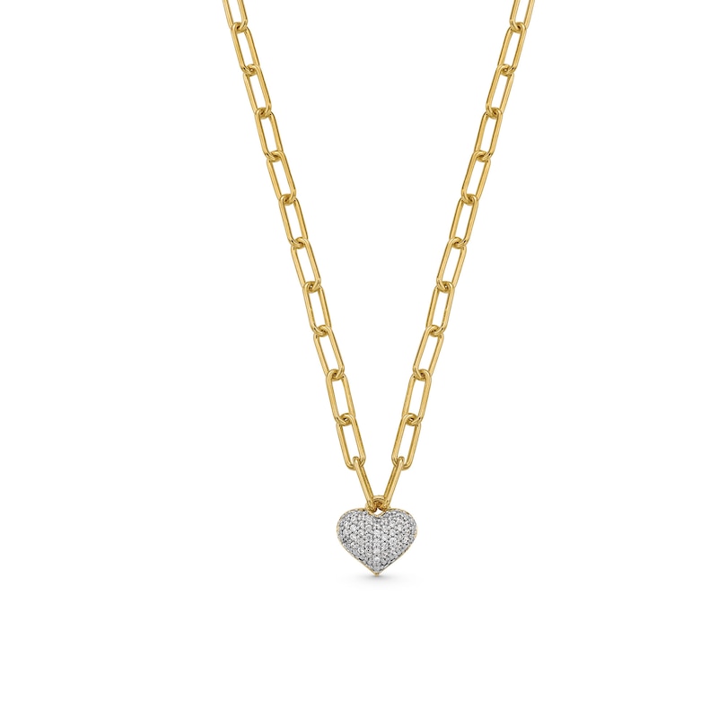 Main Image 1 of 1/5 CT. T.W. Multi-Diamond Heart Charm Necklace in Sterling Silver with 10K Gold Plate