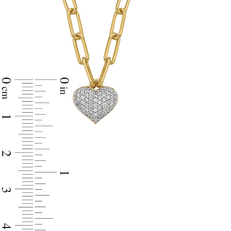 Main Image 3 of 1/5 CT. T.W. Multi-Diamond Heart Charm Necklace in Sterling Silver with 10K Gold Plate