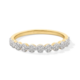 1/5 CT. T.W. Multi-Diamond Eleven Stone Stackable Anniversary Band in 10K Gold