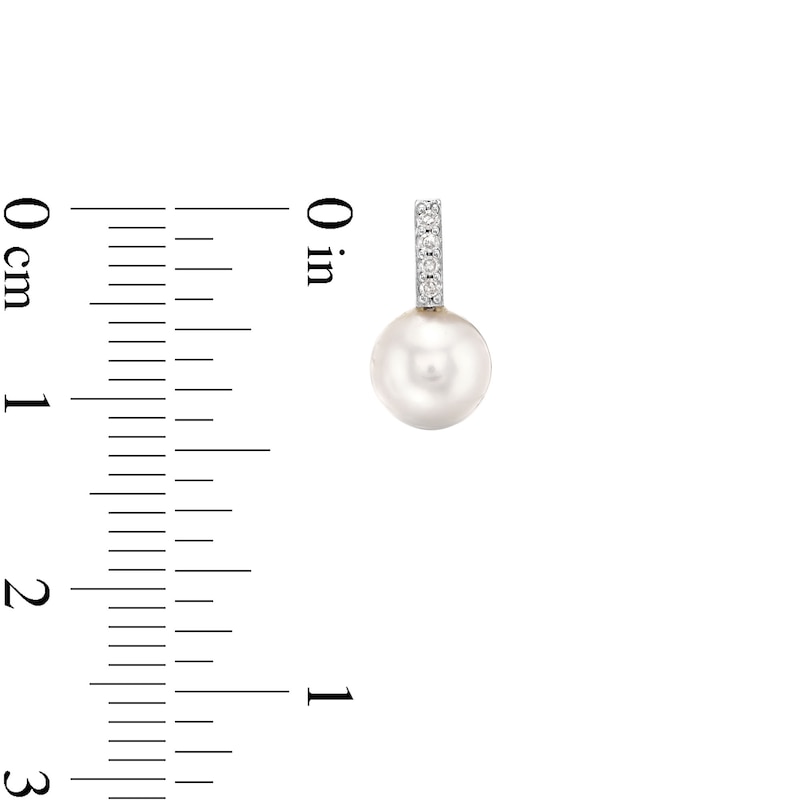 Main Image 3 of 6.0-6.5mm Akoya Cultured Pearl and Diamond Accent Drop Earrings in 14K White Gold