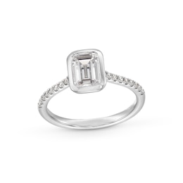 1-3/4 CT. T.W. Emerald-Cut Certified Lab-Grown Diamond Bezel-Set Engagement Ring in 14K White Gold (F/VS2)