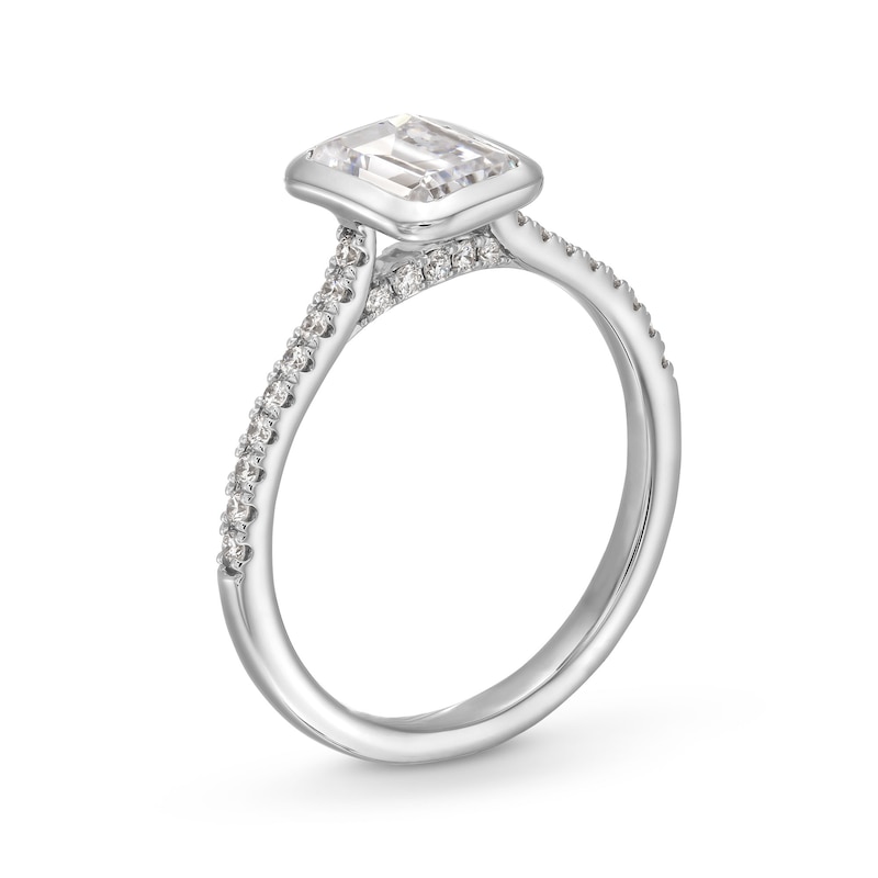 Main Image 3 of 1-3/4 CT. T.W. Emerald-Cut Certified Lab-Grown Diamond Bezel-Set Engagement Ring in 14K White Gold (F/VS2)
