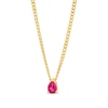 Thumbnail Image 1 of Pear-Shaped Lab-Created Ruby Solitaire Cuban Curb Chain Necklace in 10K Gold