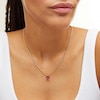 Thumbnail Image 2 of Pear-Shaped Lab-Created Ruby Solitaire Cuban Curb Chain Necklace in 10K Gold