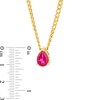 Thumbnail Image 4 of Pear-Shaped Lab-Created Ruby Solitaire Cuban Curb Chain Necklace in 10K Gold