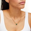 Thumbnail Image 2 of Emerald-Cut Lab-Created Emerald Bezel-Set Solitaire Cuban Curb Chain Necklace in 10K Gold