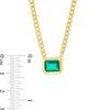 Thumbnail Image 4 of Emerald-Cut Lab-Created Emerald Bezel-Set Solitaire Cuban Curb Chain Necklace in 10K Gold