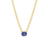 Thumbnail Image 1 of Oval Blue Lab-Created Sapphire Sideways Solitaire Cuban Curb Chain Necklace in 10K Gold