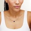 Thumbnail Image 2 of Oval Blue Lab-Created Sapphire Sideways Solitaire Cuban Curb Chain Necklace in 10K Gold