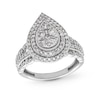Thumbnail Image 1 of 1 CT. T.W. Pear-Shaped Multi-Diamond Double Frame Multi-Row Split Shank Engagement Ring in 10K White Gold