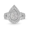 Thumbnail Image 4 of 1 CT. T.W. Pear-Shaped Multi-Diamond Double Frame Multi-Row Split Shank Engagement Ring in 10K White Gold