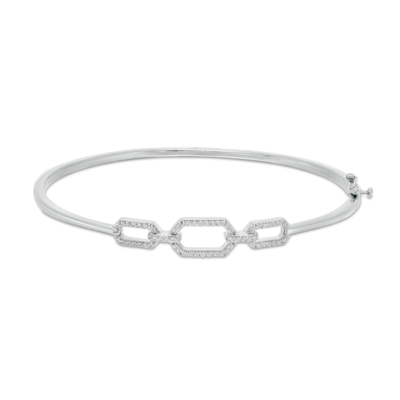 Main Image 1 of 1/3 CT. T.W. Diamond Chain Link Bangle in Sterling Silver