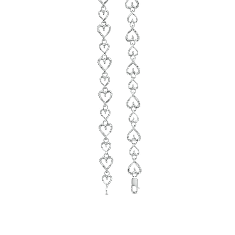 Main Image 2 of Diamond Accent Alternating Heart Link Bracelet in Sterling Silver