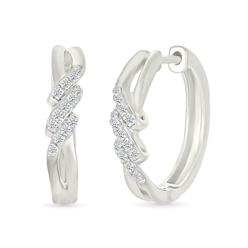 Main Image 1 of 1/5 CT. T.W. Diamond Swirl Hoop Earrings in Sterling Silver