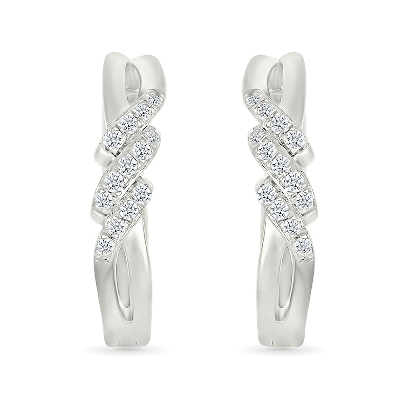 Main Image 2 of 1/5 CT. T.W. Diamond Swirl Hoop Earrings in Sterling Silver