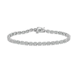 1/2 CT. T.W. Diamond Oval Link Tennis Bracelet in Sterling Silver