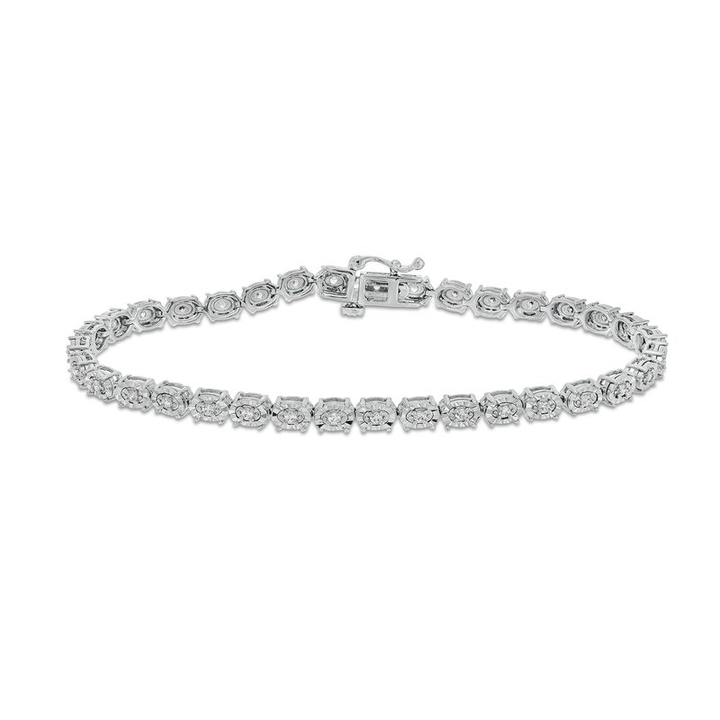 Main Image 1 of 1/2 CT. T.W. Diamond Oval Link Tennis Bracelet in Sterling Silver