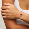 Thumbnail Image 2 of Pear-Shaped Lab-Created Ruby Solitaire Cuban Curb Chain Bolo Bracelet in 10K Gold - 8.5"