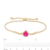 Thumbnail Image 3 of Pear-Shaped Lab-Created Ruby Solitaire Cuban Curb Chain Bolo Bracelet in 10K Gold - 8.5"